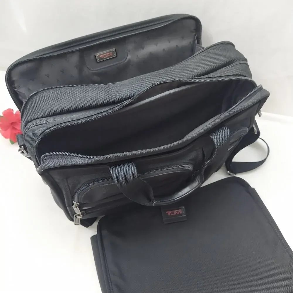 Tumi Two Way Black Nylon Expandable Organizer Business Briefcase Crossbody Bag